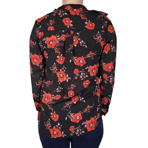 Lipslide Black Floral Neck Choker Long Sleeve Top - Picture 2 of 7